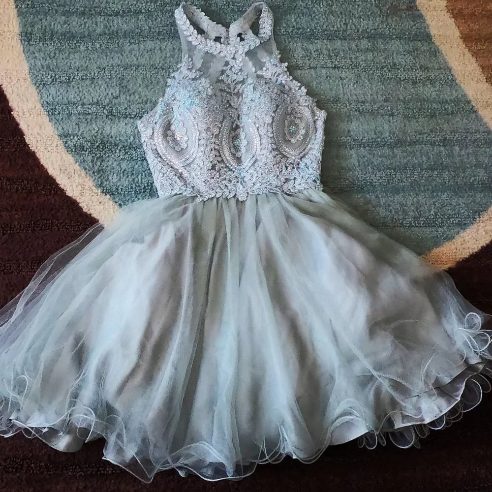 ForYouDress formal tulle and Beaded silver dress size 2xs - Picture 1 of 9